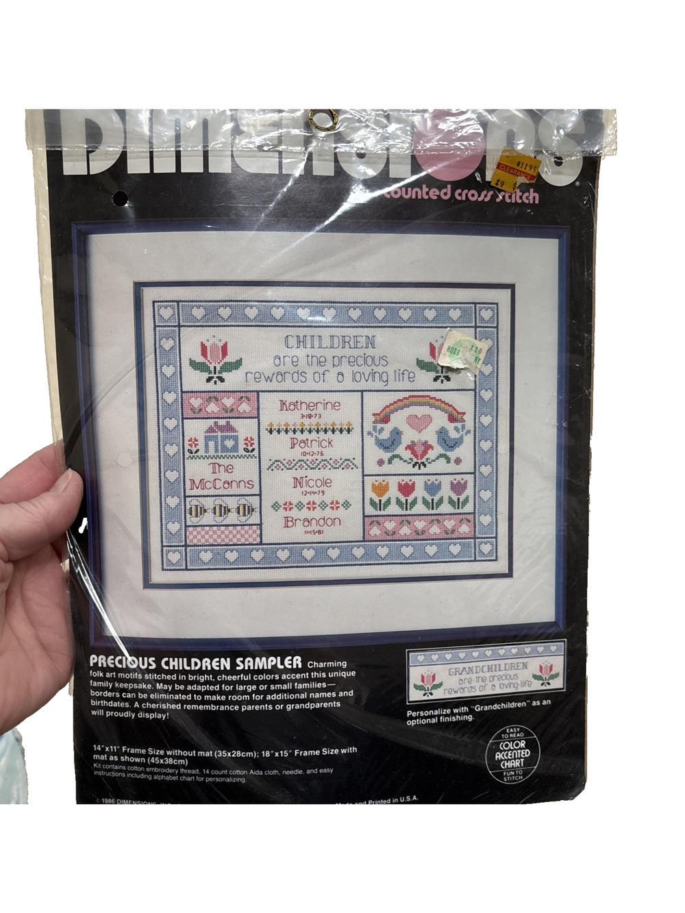 Dimensions Counted Cross Stitch craft Kit Precious Children Sampler #3609 NEW